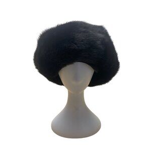 Vintage Erlebacher Black Mink Fur Hat